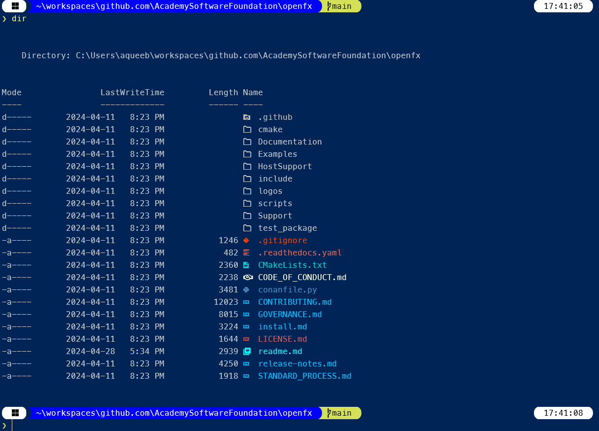 Shell displays git information